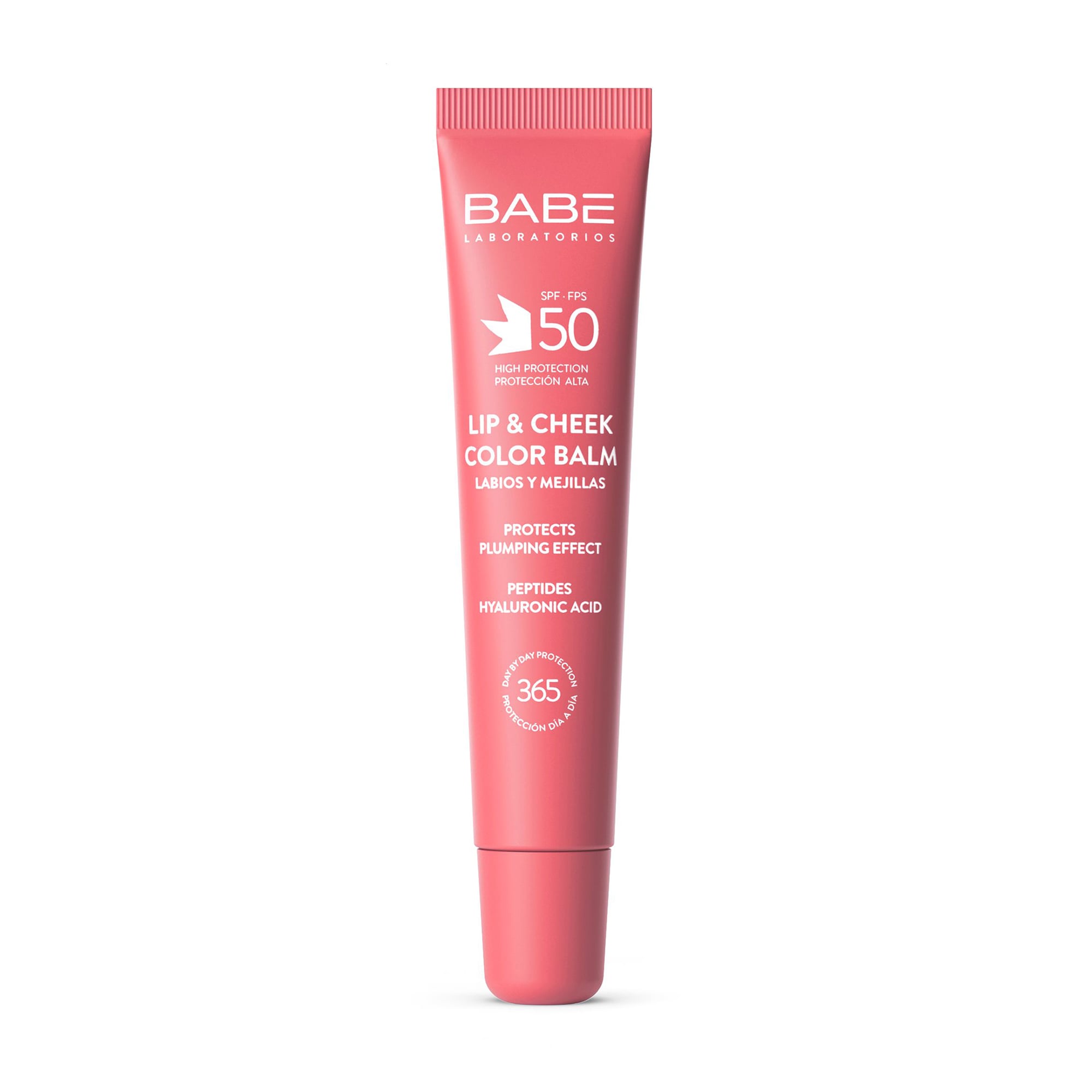 Бальзам-тінт для губ та щік BABE Laboratorios Lip &amp; Cheek Color Balm SPF 50 з гіалуроновою кислотою та пептидами, Candy, 20 мл