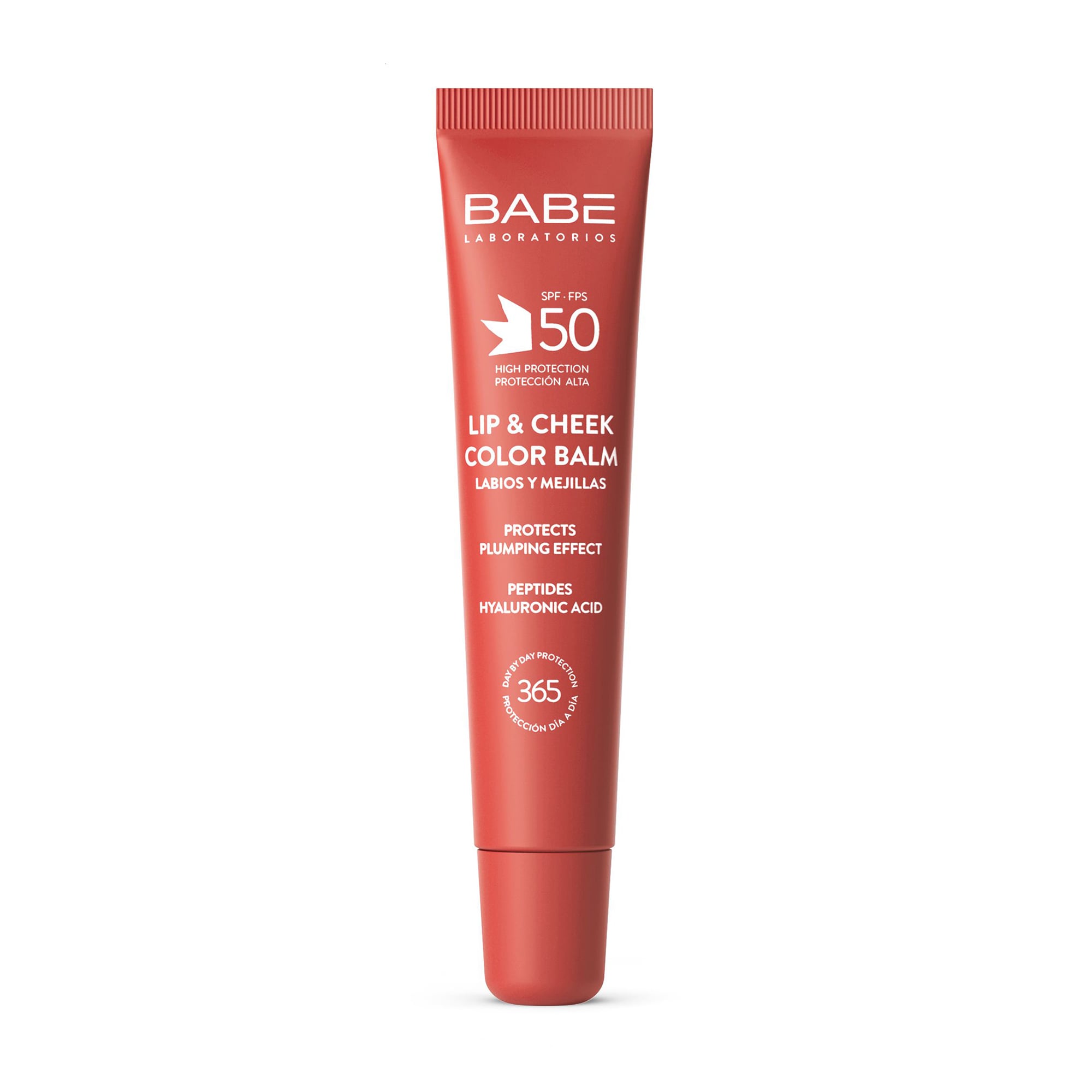Бальзам-тінт для губ та щік BABE Laboratorios Lip &amp; Cheek Color Balm SPF 50 з гіалуроновою кислотою та пептидами, Coral, 20 мл