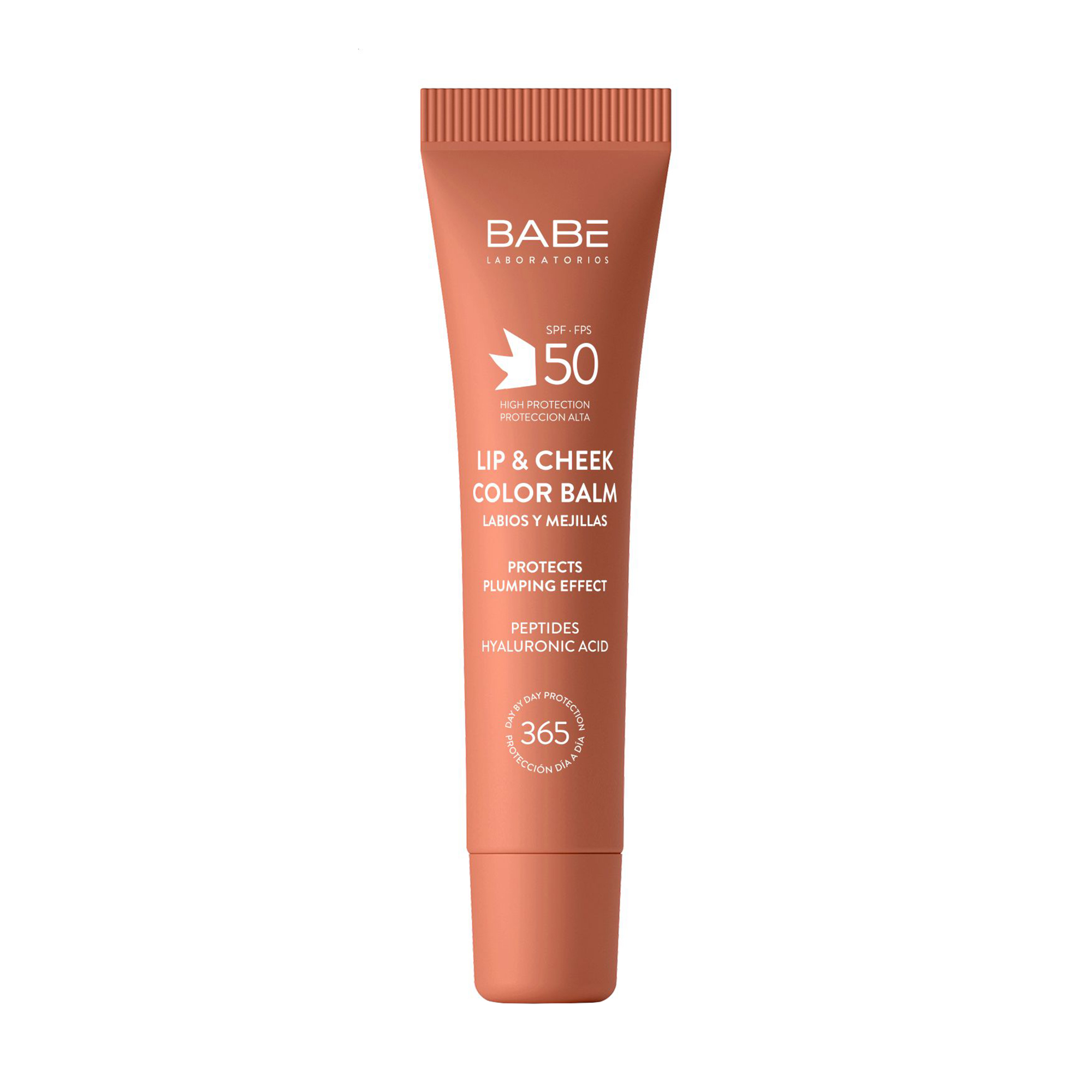 Бальзам-тінт для губ та щік BABE Laboratorios Sun Protection Lip &amp; Cheek Color Balm SPF 50 з гіалуроновою кислотою та пептидами, Nude, 20 мл